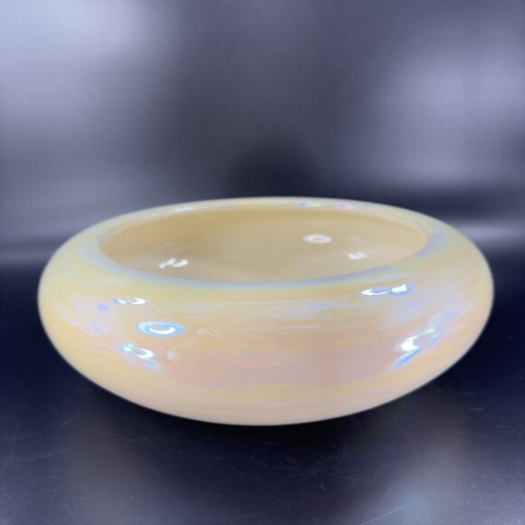 Pier 1 Pottery Planter Bowl Italian Yellow Iridescent Luster Finish Made Italy - Picture 15 of 16